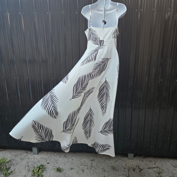CBR White Maxi Dress with Black Feather Design - Picture 7 of 14
